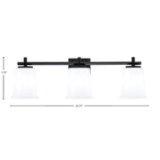 Toltec Franklin 10in 3-Light Bath Bar | Modern Matte Black and White Opal Glass | Bathroom Vanity Light | 5.5 x 10.25 in | Model 1213-MB-5031