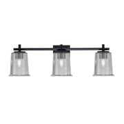 Toltec Franklin 10in 3-Light Bath Bar | Modern Matte Black and Smoke Bubble Glass | Bathroom Vanity Light | 5.5 x 10.25 in | Model 1213-MB-5032
