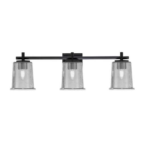 Toltec Franklin 10in 3-Light Bath Bar | Modern Matte Black and Smoke Bubble Glass | Bathroom Vanity Light | 5.5 x 10.25 in | Model 1213-MB-5032