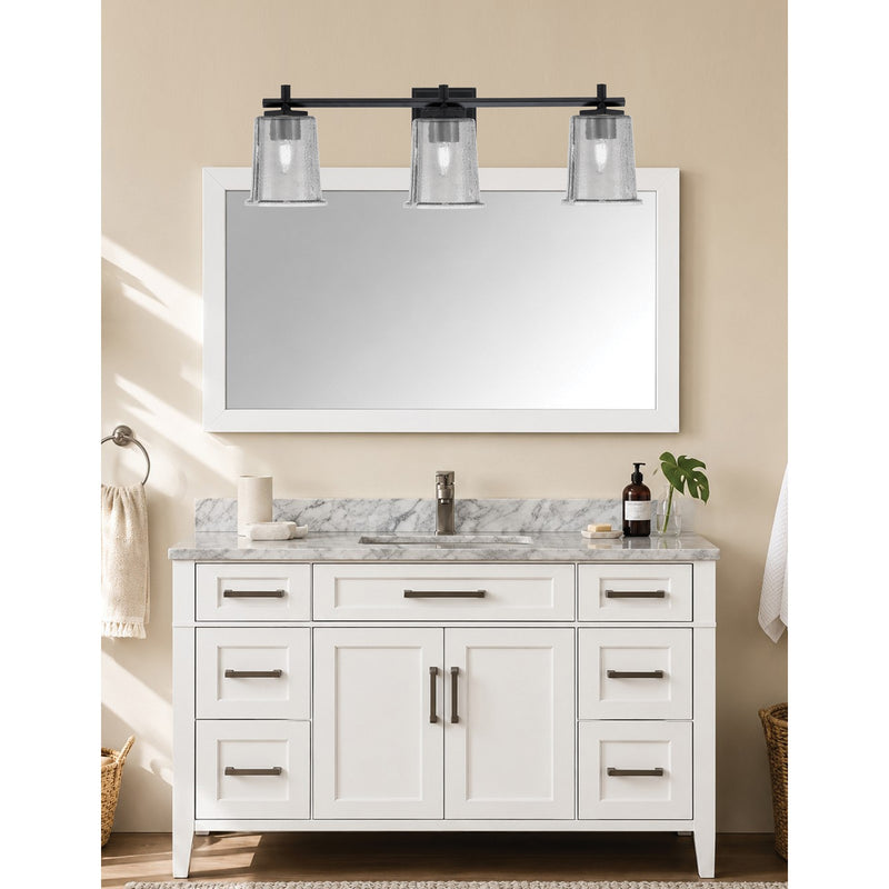Toltec Franklin 10in 3-Light Bath Bar | Modern Matte Black and Smoke Bubble Glass | Bathroom Vanity Light | 5.5 x 10.25 in | Model 1213-MB-5032