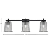 Toltec Franklin 10in 3-Light Bath Bar | Modern Matte Black and Smoke Bubble Glass | Bathroom Vanity Light | 5.5 x 10.25 in | Model 1213-MB-5032