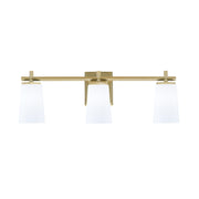 Toltec Franklin 3-Light Bath Bar | New Age Brass and White Opal Glass | Bathroom Vanity | 5.5 x 11.25 in | Model 1213-NAB-261