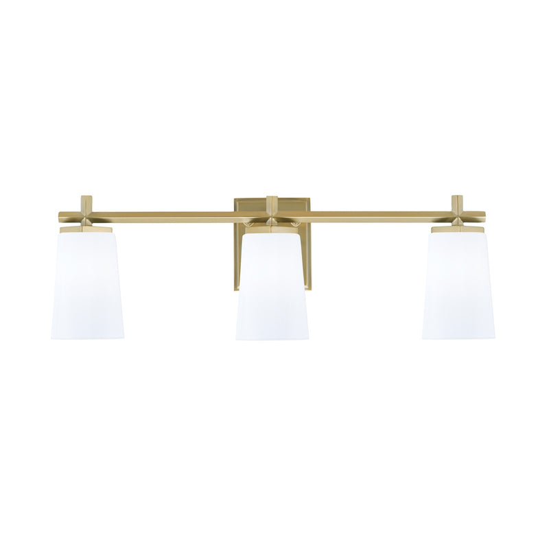 Toltec Franklin 3-Light Bath Bar | New Age Brass and White Opal Glass | Bathroom Vanity | 5.5 x 11.25 in | Model 1213-NAB-261