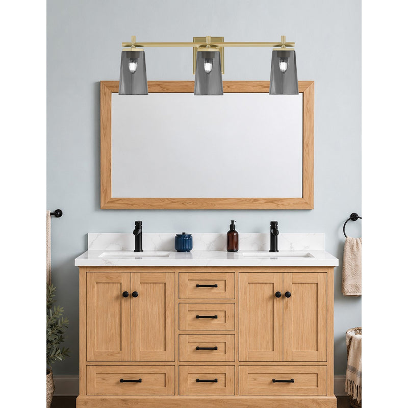 Toltec Franklin 3-Light Bath Bar | New Age Brass and White Opal Glass | Bathroom Vanity | 5.5 x 11.25 in | Model 1213-NAB-261