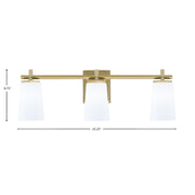 Toltec Franklin 3-Light Bath Bar | New Age Brass and White Opal Glass | Bathroom Vanity | 5.5 x 11.25 in | Model 1213-NAB-261