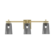 Toltec Franklin 3-Light Bath Bar | New Age Brass and Smoke Bubble Glass | Bathroom Vanity | 5.5 x 11.25 in | Model 1213-NAB-262