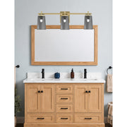 Toltec Franklin 3-Light Bath Bar | New Age Brass and Smoke Bubble Glass | Bathroom Vanity | 5.5 x 11.25 in | Model 1213-NAB-262