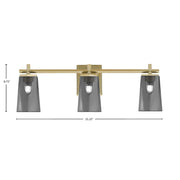 Toltec Franklin 3-Light Bath Bar | New Age Brass and Smoke Bubble Glass | Bathroom Vanity | 5.5 x 11.25 in | Model 1213-NAB-262