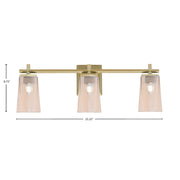 Toltec Franklin 3-Light Bath Bar | New Age Brass and Amber Gradient Glass | Bathroom Vanity | 5.5 x 11.25 in | Model 1213-NAB-263