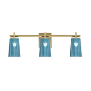 Toltec Franklin 3-Light Bath Bar | New Age Brass and Blue Gradient Glass | Bathroom Vanity | 5.5 x 11.25 in | Model 1213-NAB-265