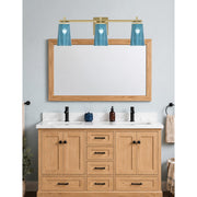 Toltec Franklin 3-Light Bath Bar | New Age Brass and Blue Gradient Glass | Bathroom Vanity | 5.5 x 11.25 in | Model 1213-NAB-265