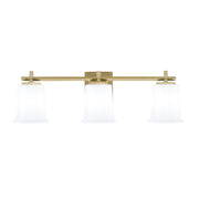 Toltec Franklin 3-Light Bath Bar | New Age Brass and White Opal Glass | Bathroom Vanity Light | 5.5 x 10.25 in | Model 1213-NAB-5031