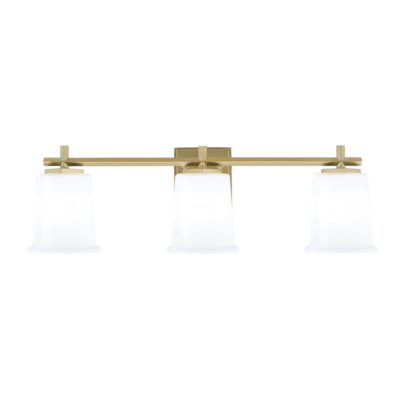 Toltec Franklin 3-Light Bath Bar | New Age Brass and White Opal Glass | Bathroom Vanity Light | 5.5 x 10.25 in | Model 1213-NAB-5031
