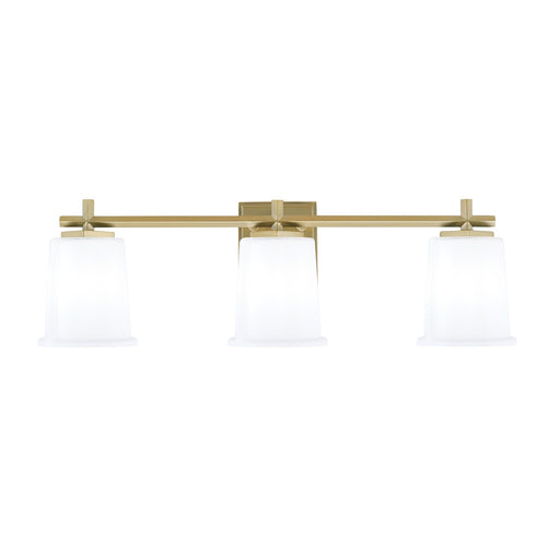 Toltec Franklin 3-Light Bath Bar | New Age Brass and White Opal Glass | Bathroom Vanity Light | 5.5 x 10.25 in | Model 1213-NAB-5031