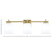 Toltec Franklin 3-Light Bath Bar | New Age Brass and White Opal Glass | Bathroom Vanity Light | 5.5 x 10.25 in | Model 1213-NAB-5031