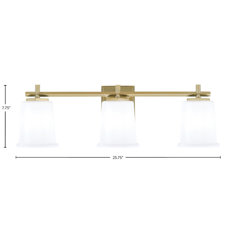 Toltec Franklin 3-Light Bath Bar | New Age Brass and White Opal Glass | Bathroom Vanity Light | 5.5 x 10.25 in | Model 1213-NAB-5031