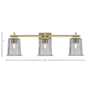 Toltec Franklin 3-Light Bath Bar | New Age Brass and Smoke Bubble Glass | Bathroom Vanity Light | 5.5 x 10.25 in | Model 1213-NAB-5032