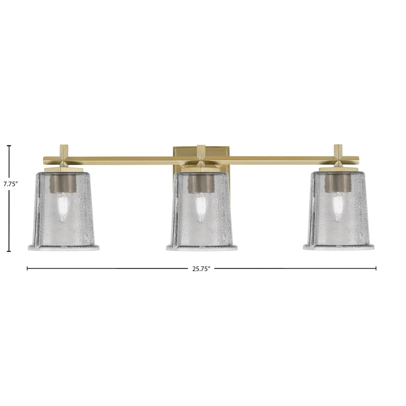 Toltec Franklin 3-Light Bath Bar | New Age Brass and Smoke Bubble Glass | Bathroom Vanity Light | 5.5 x 10.25 in | Model 1213-NAB-5032