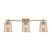 Toltec Franklin 3-Light Bath Bar | New Age Brass and Amber Bubble Glass | Bathroom Vanity Light | 5.5 x 10.25 in | Model 1213-NAB-5033