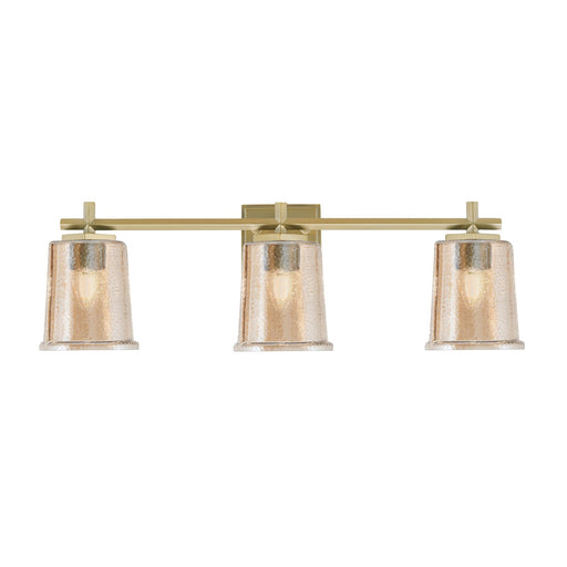 Toltec Franklin 3-Light Bath Bar | New Age Brass and Amber Bubble Glass | Bathroom Vanity Light | 5.5 x 10.25 in | Model 1213-NAB-5033
