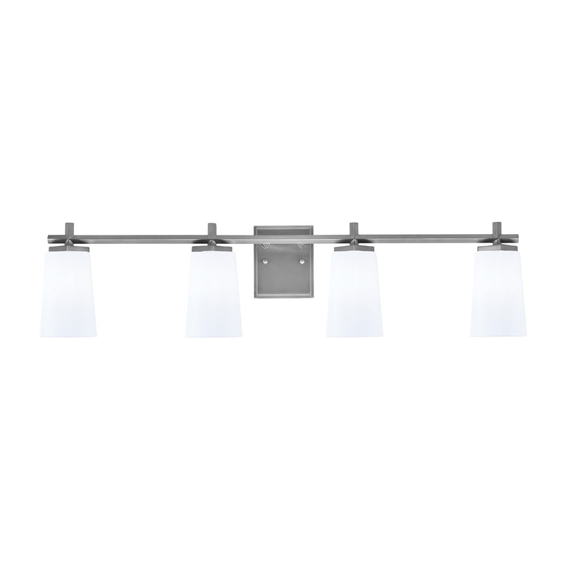 Toltec Franklin 4-Light Bath Bar | Graphite and White Opal Glass | Bathroom Vanity Light | 5.5 x 11.25 in | Model 1214-GP-261