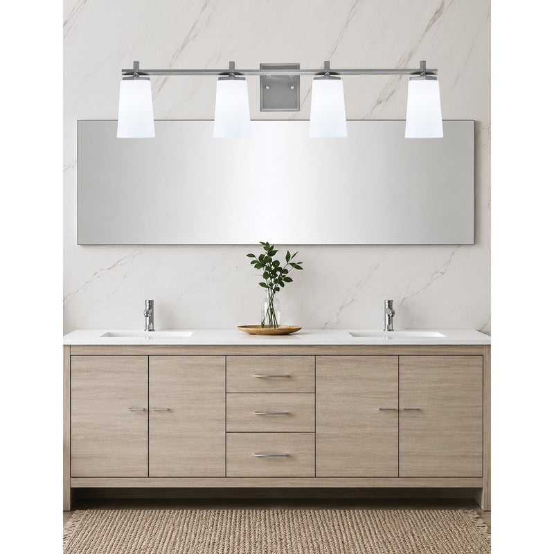 Toltec Franklin 4-Light Bath Bar | Graphite and White Opal Glass | Bathroom Vanity Light | 5.5 x 11.25 in | Model 1214-GP-261