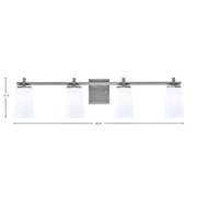 Toltec Franklin 4-Light Bath Bar | Graphite and White Opal Glass | Bathroom Vanity Light | 5.5 x 11.25 in | Model 1214-GP-261