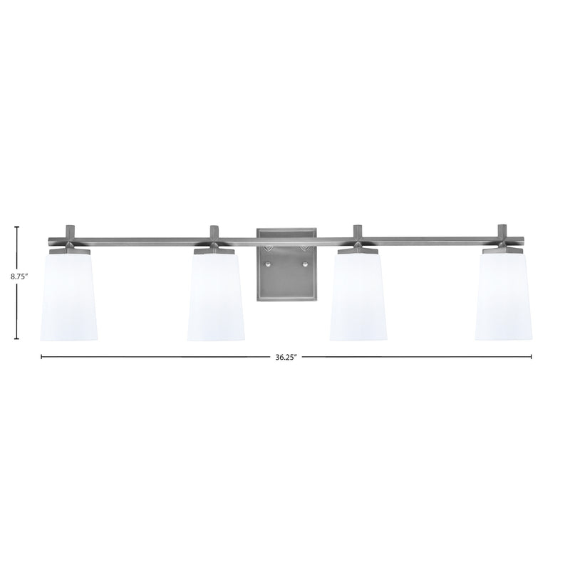 Toltec Franklin 4-Light Bath Bar | Graphite and White Opal Glass | Bathroom Vanity Light | 5.5 x 11.25 in | Model 1214-GP-261