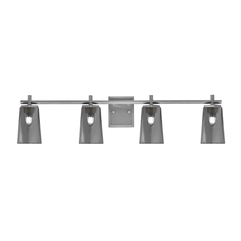 Toltec Franklin 4-Light Bath Bar | Graphite Steel and Smoke Bubble Glass | Bathroom & Powder Room Vanity Light | 11.25in H | Model 1214-GP-262