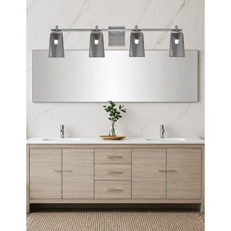 Toltec Franklin 4-Light Bath Bar | Graphite Steel and Smoke Bubble Glass | Bathroom & Powder Room Vanity Light | 11.25in H | Model 1214-GP-262