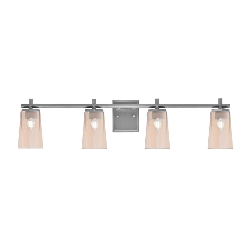 Toltec Franklin 4-Light Bath Bar | Graphite Steel and Amber Gradient Glass | Bathroom & Powder Room Vanity Light | 11.25in H | Model 1214-GP-263
