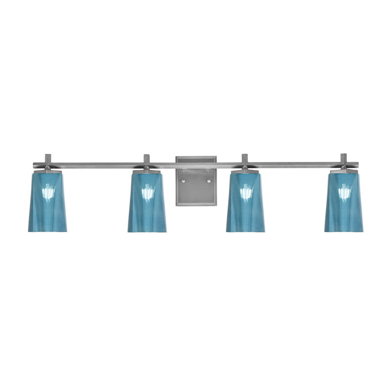 Toltec Franklin 4-Light Bath Bar | Graphite Steel and Blue Gradient Glass | Bathroom & Powder Room Vanity Light | 11.25in H | Model 1214-GP-265