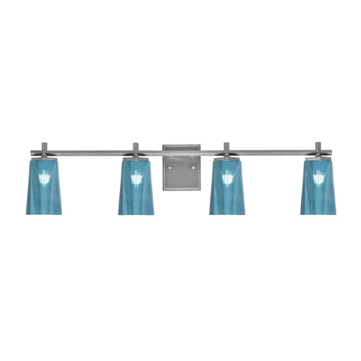 Toltec Franklin 4-Light Bath Bar | Graphite Steel and Blue Gradient Glass | Bathroom & Powder Room Vanity Light | 11.25in H | Model 1214-GP-265