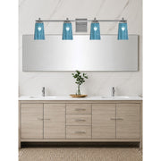 Toltec Franklin 4-Light Bath Bar | Graphite Steel and Blue Gradient Glass | Bathroom & Powder Room Vanity Light | 11.25in H | Model 1214-GP-265
