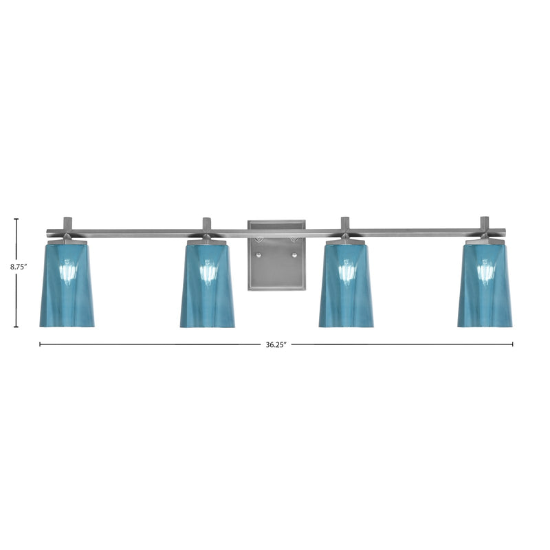 Toltec Franklin 4-Light Bath Bar | Graphite Steel and Blue Gradient Glass | Bathroom & Powder Room Vanity Light | 11.25in H | Model 1214-GP-265