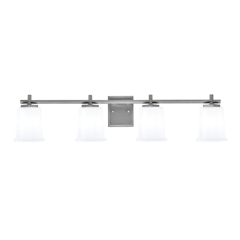 Toltec Franklin 4-Light Bath Bar | Graphite Steel and White Opal Glass | Bathroom & Powder Room Vanity Light | 10.25in H | Model 1214-GP-5031