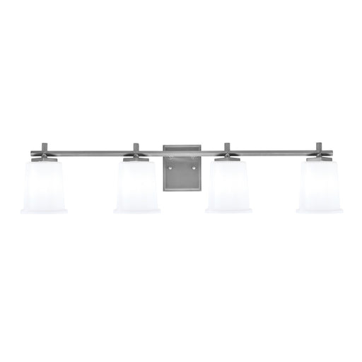 Toltec Franklin 4-Light Bath Bar | Graphite Steel and White Opal Glass | Bathroom & Powder Room Vanity Light | 10.25in H | Model 1214-GP-5031
