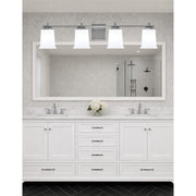 Toltec Franklin 4-Light Bath Bar | Graphite Steel and White Opal Glass | Bathroom & Powder Room Vanity Light | 10.25in H | Model 1214-GP-5031