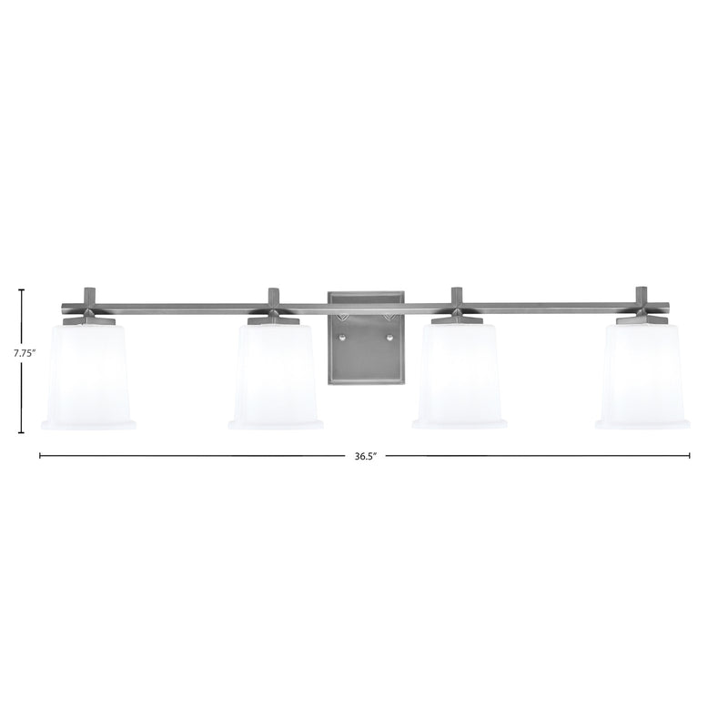 Toltec Franklin 4-Light Bath Bar | Graphite Steel and White Opal Glass | Bathroom & Powder Room Vanity Light | 10.25in H | Model 1214-GP-5031