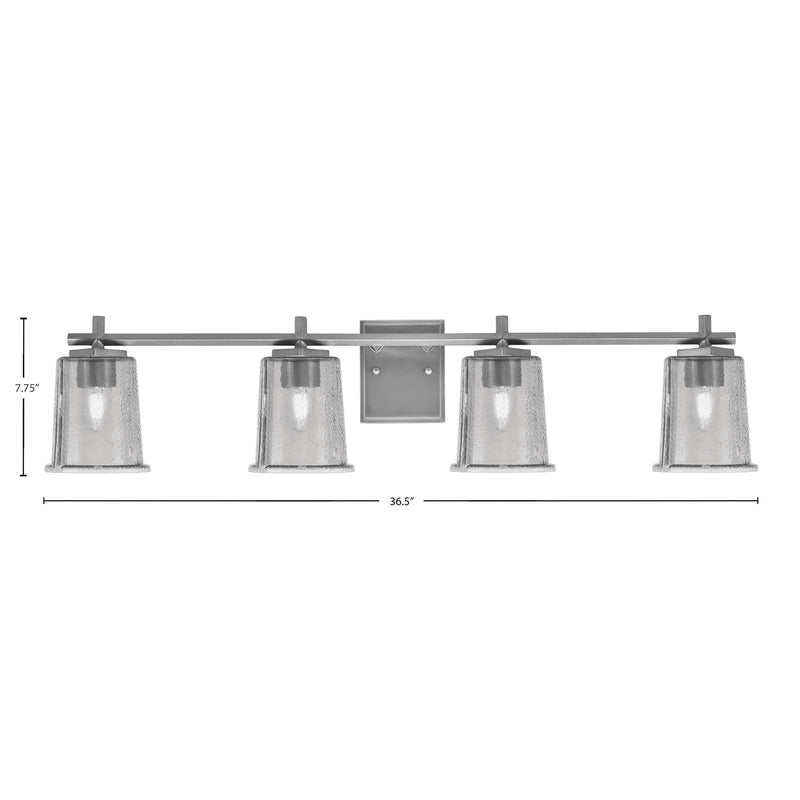 Toltec Franklin 4-Light Bath Bar | Modern Graphite Finish and Smoke Bubble Glass | Bathroom Vanity & Powder Room | 5.5 x 10.25 in | Model 1214-GP-5032