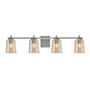 Toltec Franklin 4-Light Bath Bar | Modern Graphite Finish and Amber Bubble Glass | Bathroom Vanity & Powder Room | 5.5 x 10.25 in | Model 1214-GP-5033
