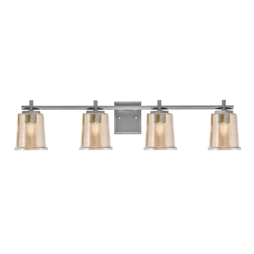 Toltec Franklin 4-Light Bath Bar | Modern Graphite Finish and Amber Bubble Glass | Bathroom Vanity & Powder Room | 5.5 x 10.25 in | Model 1214-GP-5033