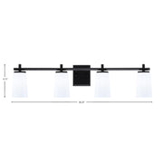 Toltec Franklin 4-Light Bath Bar | Modern Matte Black Finish and White Opal Glass | Bathroom Vanity & Powder Room | 5.5 x 11.25 in | Model 1214-MB-261