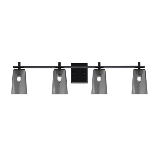 Toltec Franklin 4-Light Bath Bar | Modern Matte Black Finish and Smoke Bubble Glass | Bathroom Vanity & Powder Room | 5.5 x 11.25 in | Model 1214-MB-262