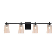 Toltec Franklin 4-Light Bath Bar | Modern Matte Black Steel and Amber Gradient Glass | Bathroom Vanity & Powder Room | 5.5 x 11.25 in | Model 1214-MB-263