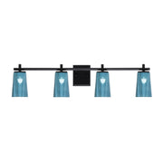 Toltec Franklin 4-Light Bath Bar | Modern Matte Black Steel and Blue Gradient Glass | Bathroom Vanity & Powder Room | 5.5 x 11.25 in | Model 1214-MB-265