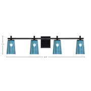 Toltec Franklin 4-Light Bath Bar | Modern Matte Black Steel and Blue Gradient Glass | Bathroom Vanity & Powder Room | 5.5 x 11.25 in | Model 1214-MB-265