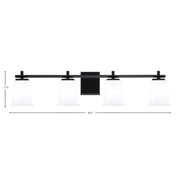 Toltec Franklin 4-Light Bath Bar | Modern Matte Black Steel and White Opal Glass | Bathroom Vanity & Powder Room | 5.5 x 10.25 in | Model 1214-MB-5031