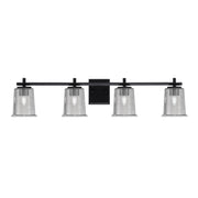 Toltec Franklin 4-Light Bath Bar | Modern Matte Black Steel and Smoke Bubble Glass | Bathroom Vanity & Powder Room | 5.5 x 10.25 in | Model 1214-MB-5032