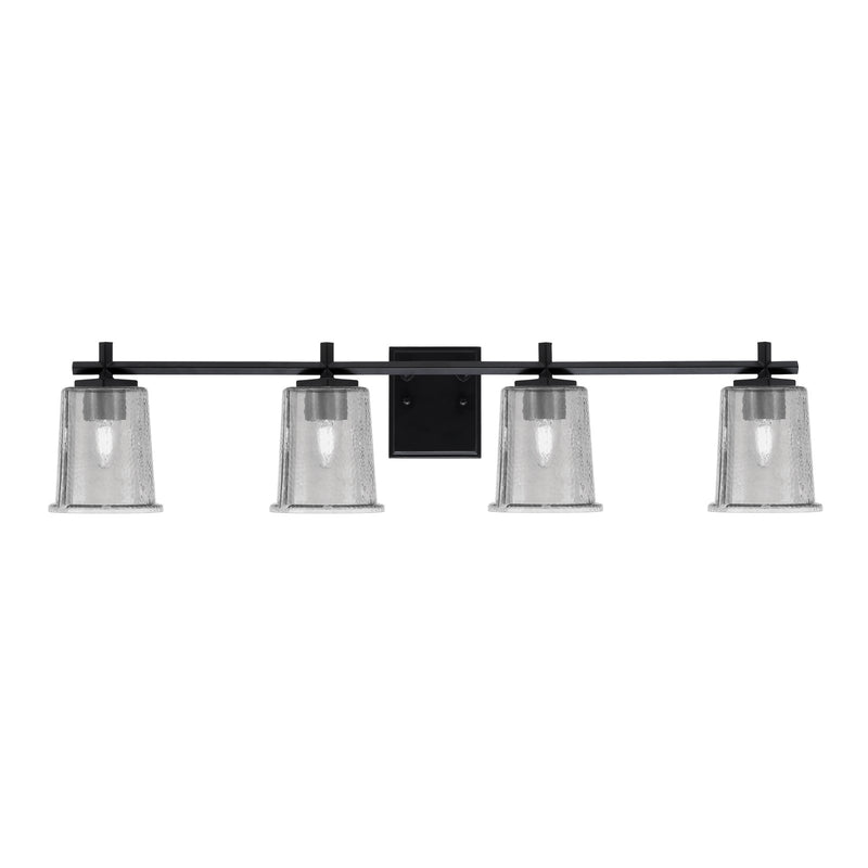 Toltec Franklin 4-Light Bath Bar | Modern Matte Black Steel and Smoke Bubble Glass | Bathroom Vanity & Powder Room | 5.5 x 10.25 in | Model 1214-MB-5032
